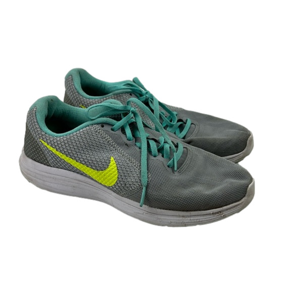 Nike Revolution 3 women's Grey Volt Turquoise Running Shoes - Picture 1 of 7